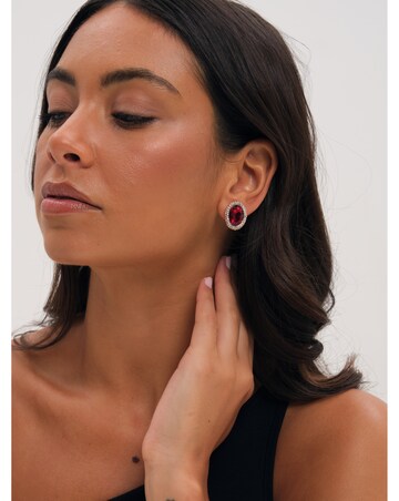 Mood Gold Plated Crystal And Red Stud Earrings