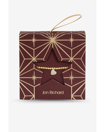 Burgundy Xmas Hanging Gift - Gold Pave Heart Stretch Bracelet