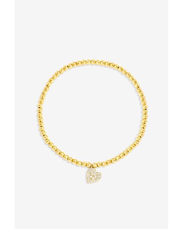 Burgundy Xmas Hanging Gift - Gold Pave Heart Stretch Bracelet