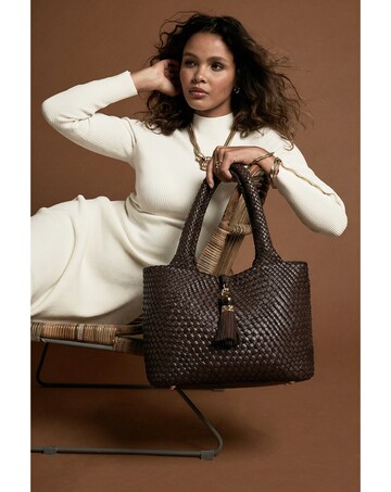Luella Grey Saskia Chocolate Woven Tote