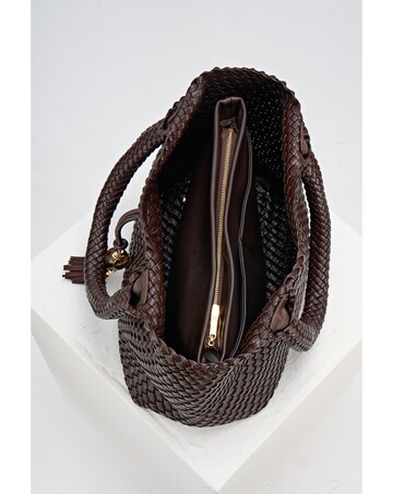 Luella Grey Saskia Chocolate Woven Tote