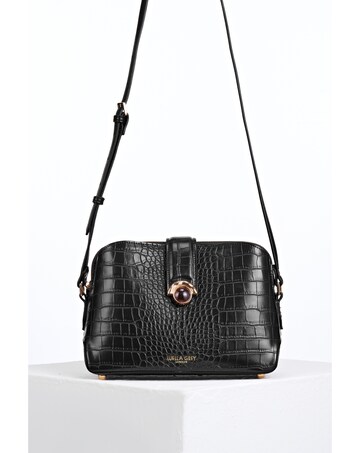 Luella Grey Mills Black Croc Crossbody