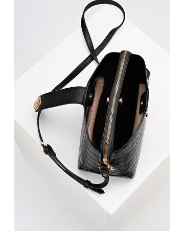 Luella Grey Mills Black Croc Crossbody