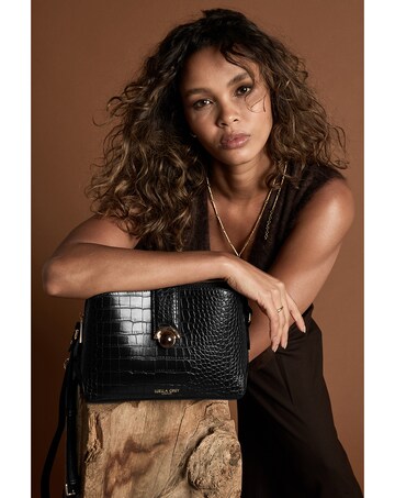 Luella Grey Mills Black Croc Crossbody