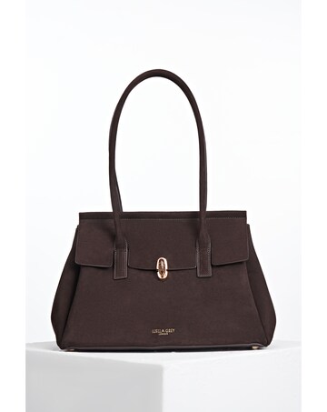Luella Grey Natalia Chocolate Suede Tote Bag