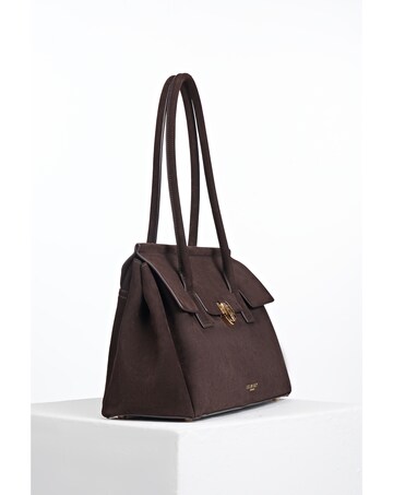 Luella Grey Natalia Chocolate Suede Tote Bag