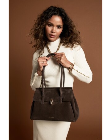 Luella Grey Natalia Chocolate Suede Tote Bag