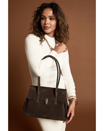Luella Grey Natalia Chocolate Suede Tote Bag