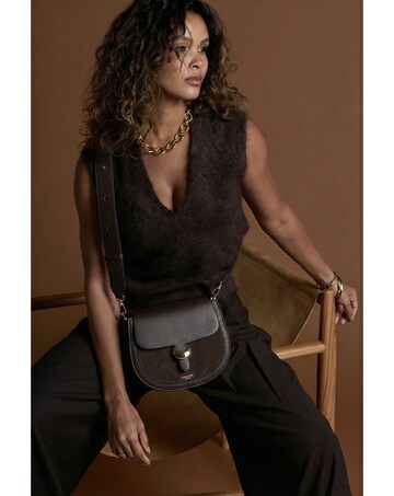 Luella Grey Venetia Chocolate Saddle Crossbody