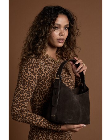 Luella Grey Roxanne Chocolate Suede Grab Handle Bag