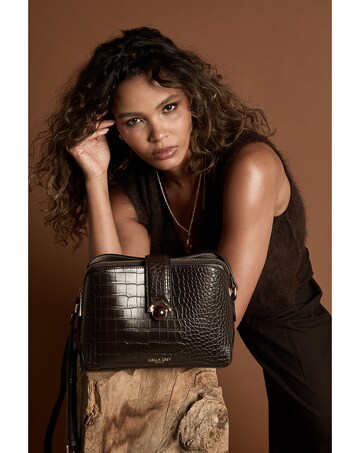 Luella Grey Mills Chocolate Croc Crossbody