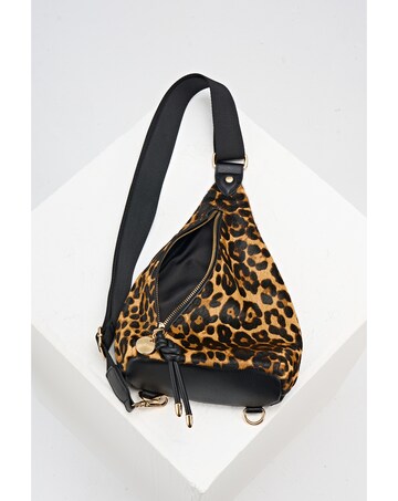 Luella Grey Darla Leopard Cowhide Sling Crossbody