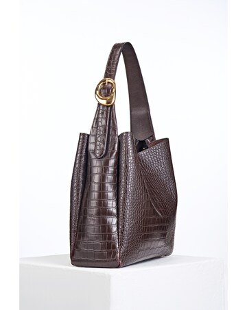 Luella Grey Ariadne Chocolate Croc Hobo