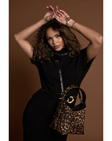 Luella Grey Roxanne Leopard Cowhide Grab Handle Bag