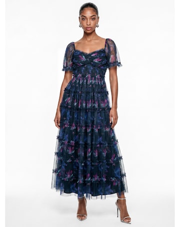 Anaya Floral Print Tulle Midaxi Dress