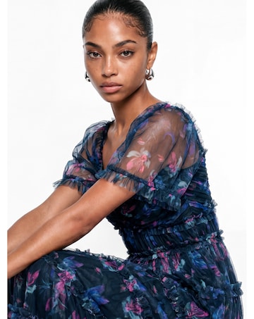 Anaya Floral Print Tulle Midaxi Dress