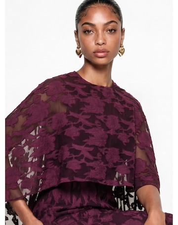 Anaya Floral Burnout Cape Maxi Dress