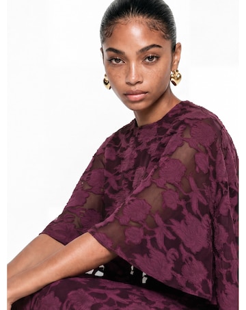 Anaya Floral Burnout Cape Maxi Dress
