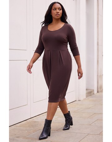 Roman Curve Pocket Shift Midi Dress
