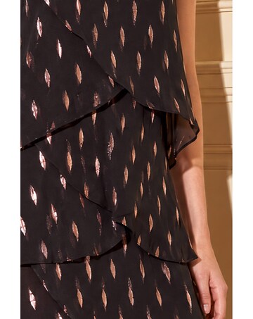 Roman Shimmer Foil Print Tiered Dress