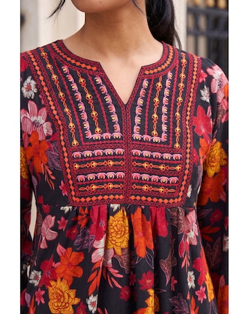 Roman Embroidery Panel Floral Dress