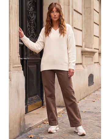 Roman Fleece V-Neck Knit Jumper