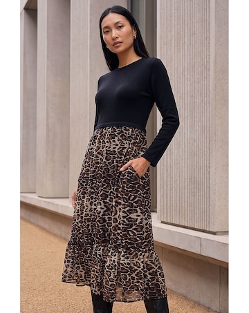 Roman 2 in 1 Animal Print Stretch Dress