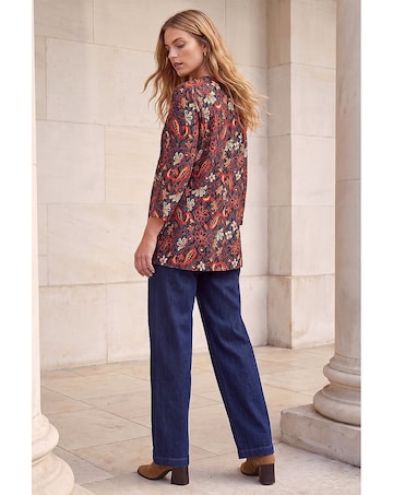 Roman Geometric Floral Pintuck Shirt