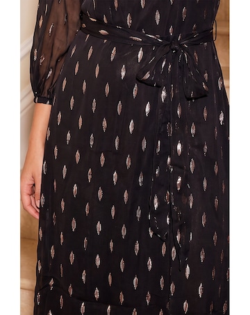 Roman Shimmer Pleat Neck Dress
