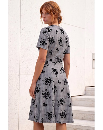 Roman Check Floral Flock Dress