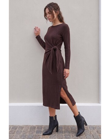 Roman Petite Tie Waist Stretch Dress