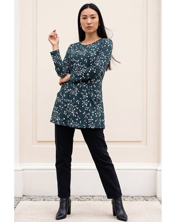 Roman Floral Puff Print Longline Top
