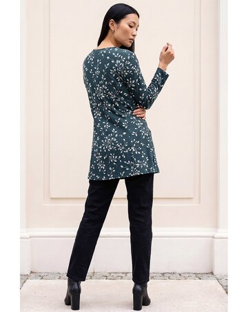 Roman Floral Puff Print Longline Top