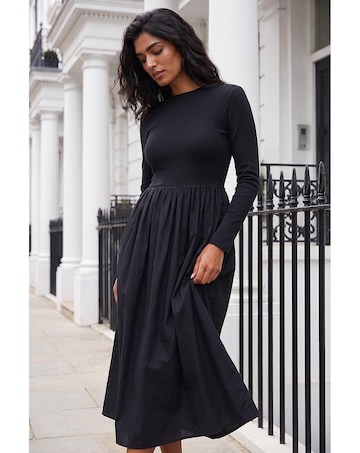 Roman Cotton Stretch Jersey Midi Dress