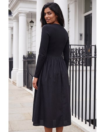 Roman Cotton Stretch Jersey Midi Dress