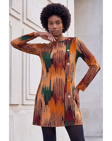 Roman Abstract Side Buttoned Dress