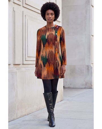 Roman Abstract Side Buttoned Dress