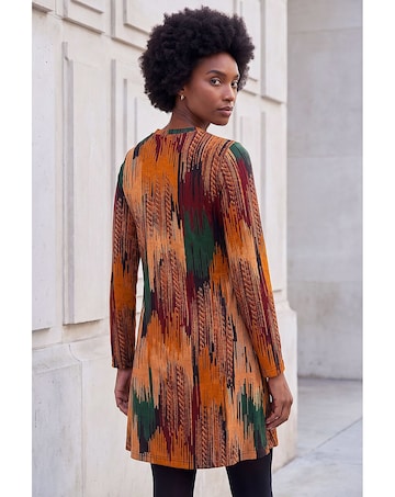 Roman Abstract Side Buttoned Dress