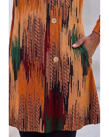 Roman Abstract Side Buttoned Dress