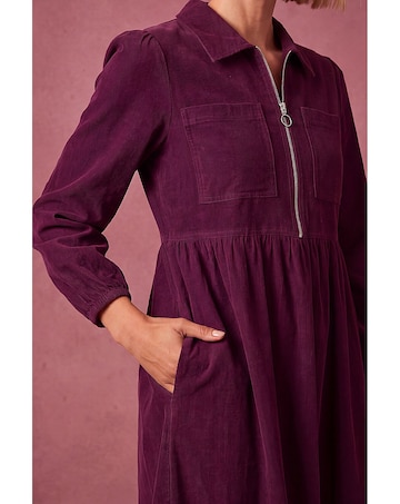Roman Corduroy Zip Detail Midi Dress