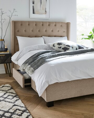 Allegra Winged Fabric Storage Bedframe