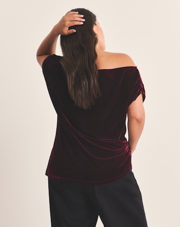 Simply Be Wine Red Velour Off The Shoulder Top