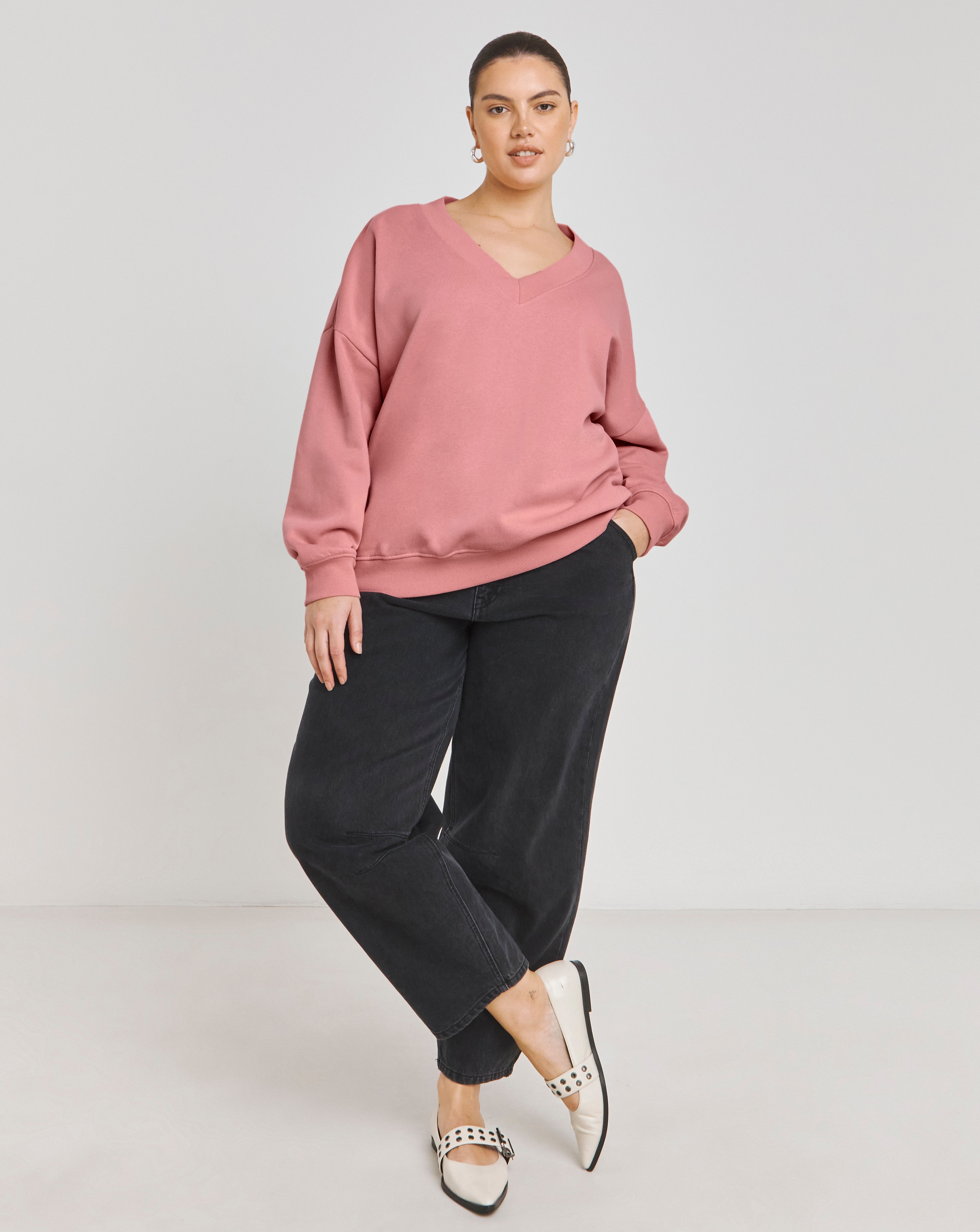 Deep V Neck Sweatshirt