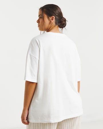 Simply Be White Broderie Pocket T-Shirt
