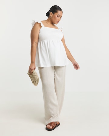 Simply Be White Broderie Ruched Bust Vest