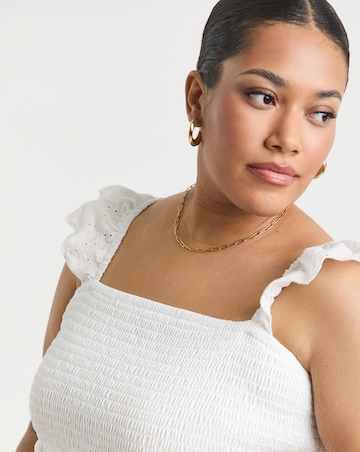 Simply Be White Broderie Ruched Bust Vest