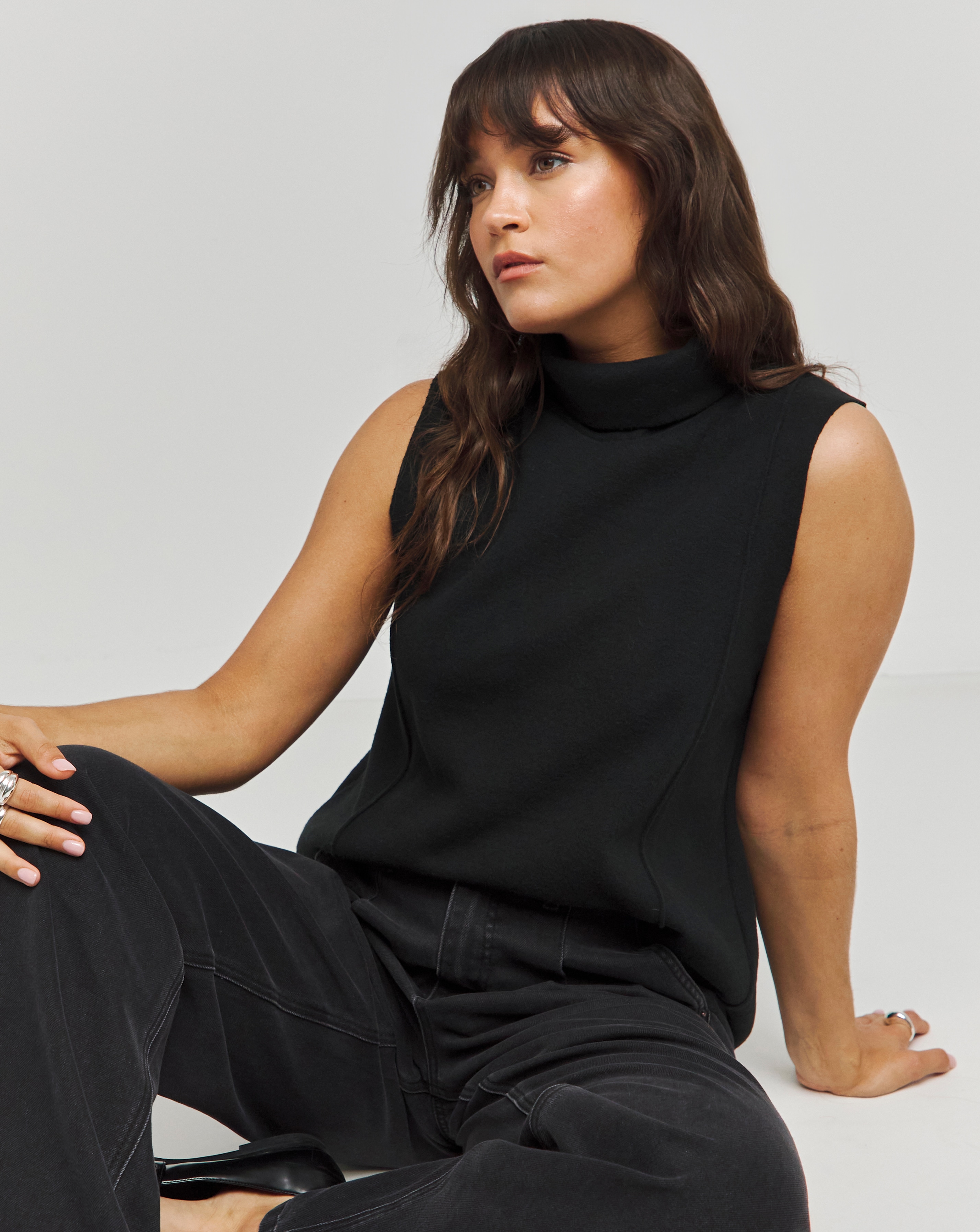 Cut & Sew Roll Neck Vest