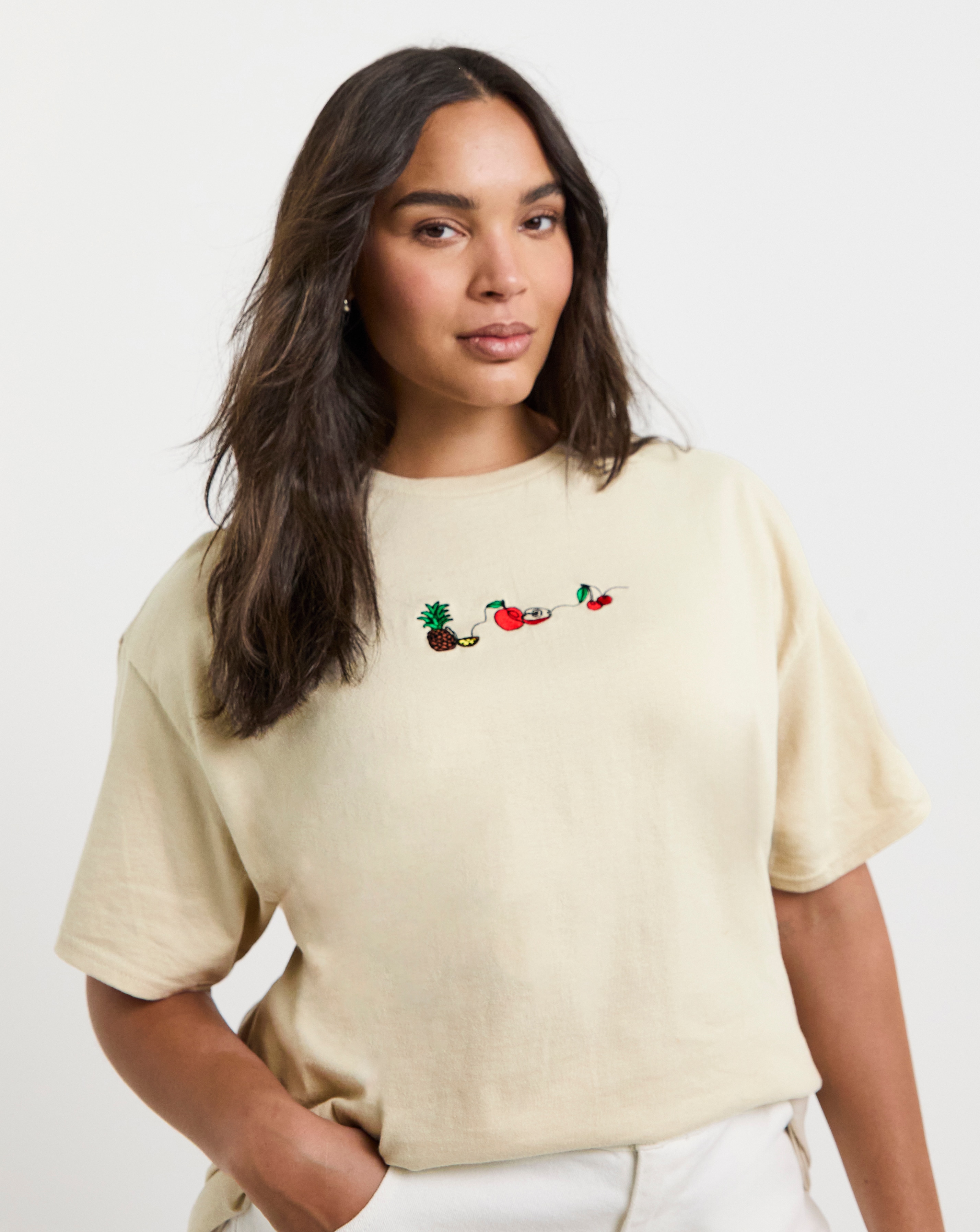 Simply Be Fruit Embroidered T-Shirt