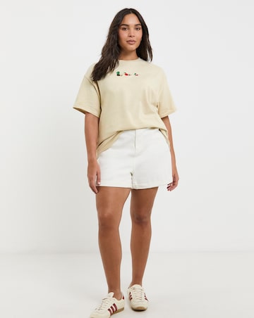 Simply Be Sand Fruit Embroidered T-Shirt