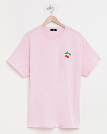 Simply Be Cherry Embroidered T-Shirt